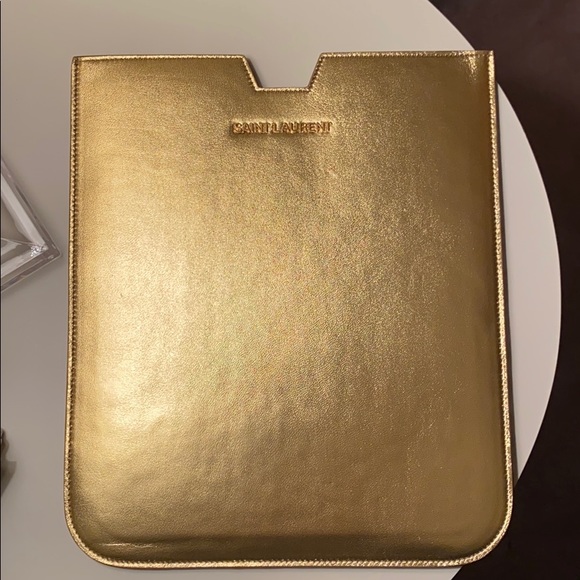 GOLD SAINT LAURENT CALFSKIN IPAD CASE - Picture 2 of 3